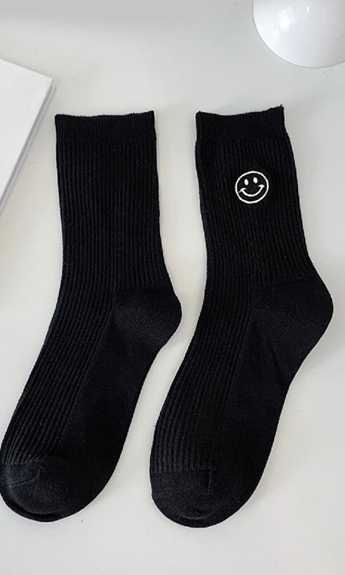 Sam Smile Embroidered Crew Socks