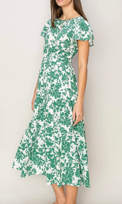 Fawn Floral Print Midi Dress
