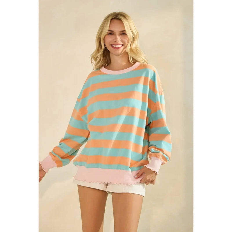 Striped Knit Long Sleeve Top