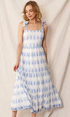 Printed Shoulder Tie Midi Dress