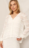 Long Sleeve Button Down Lace Blouse