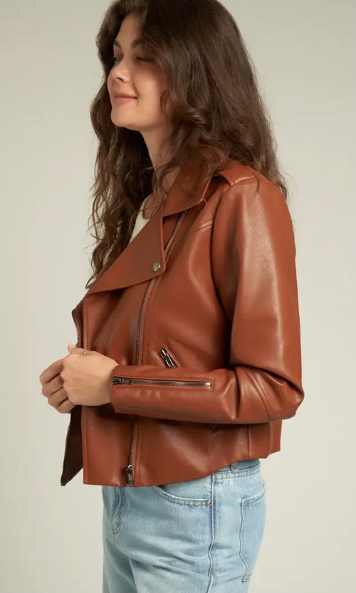 Faux Leather Moto Jacket