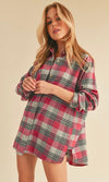 Pink Plaid Flannel Button-up