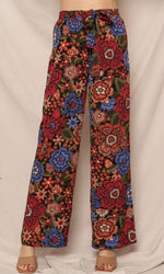 High waisted Floral print Belted Pants