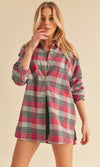 Pink Plaid Flannel Button-up