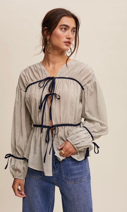 Thin Ribbon Boho Blouse