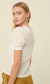 Textured Puff Sleeve Button Up Top