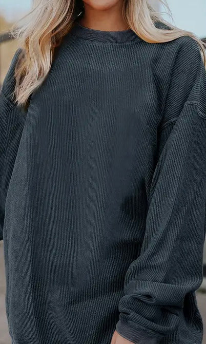 Oversized Ribbed Long Sleeve Corded *Color Options*