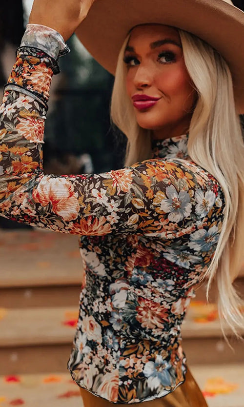 Mesh Long Sleeve High Neck