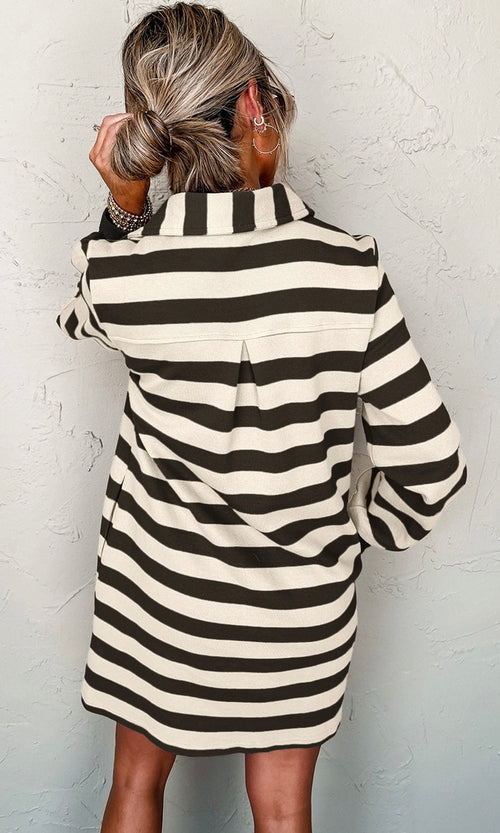 Pin Stripe Casual Dress Black