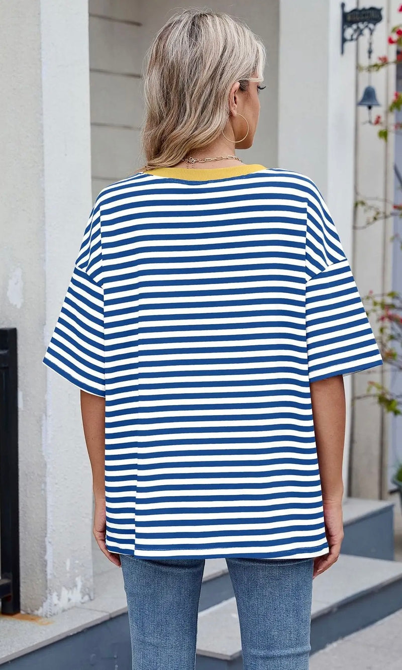 Striped Tee Mustard Blue