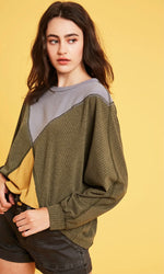 Colorblock Waffle Knit Pullover