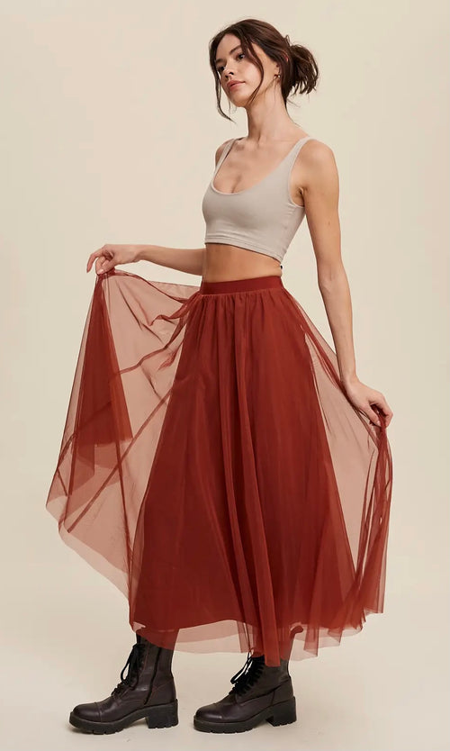 Mesh Tulle Maxi Skirt