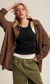 Waffle Knit Button-Down Shacket