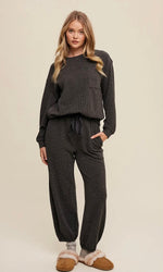 Waffle Knit Long Sleeve Lounge Set