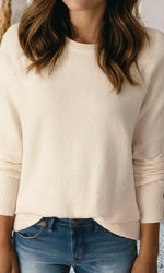Buttoned Bishop Sleeve Crewneck Sweater