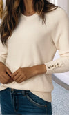 Buttoned Bishop Sleeve Crewneck Sweater