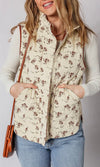 Floral Zip Up Quilted Vest