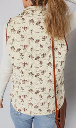 Floral Zip Up Quilted Vest
