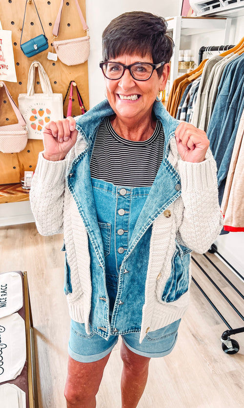 Quilted Denim Jacket Cream