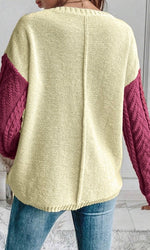 Cable Knit Pocket Sweater Mauve