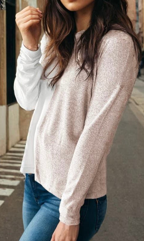 Color Block Two Toned Light Sweater