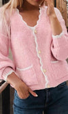 Pink Knitted Button Down Cardigan