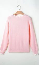 Pink Knitted Button Down Cardigan