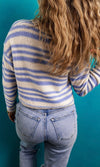 Blue Striped Button Sweater