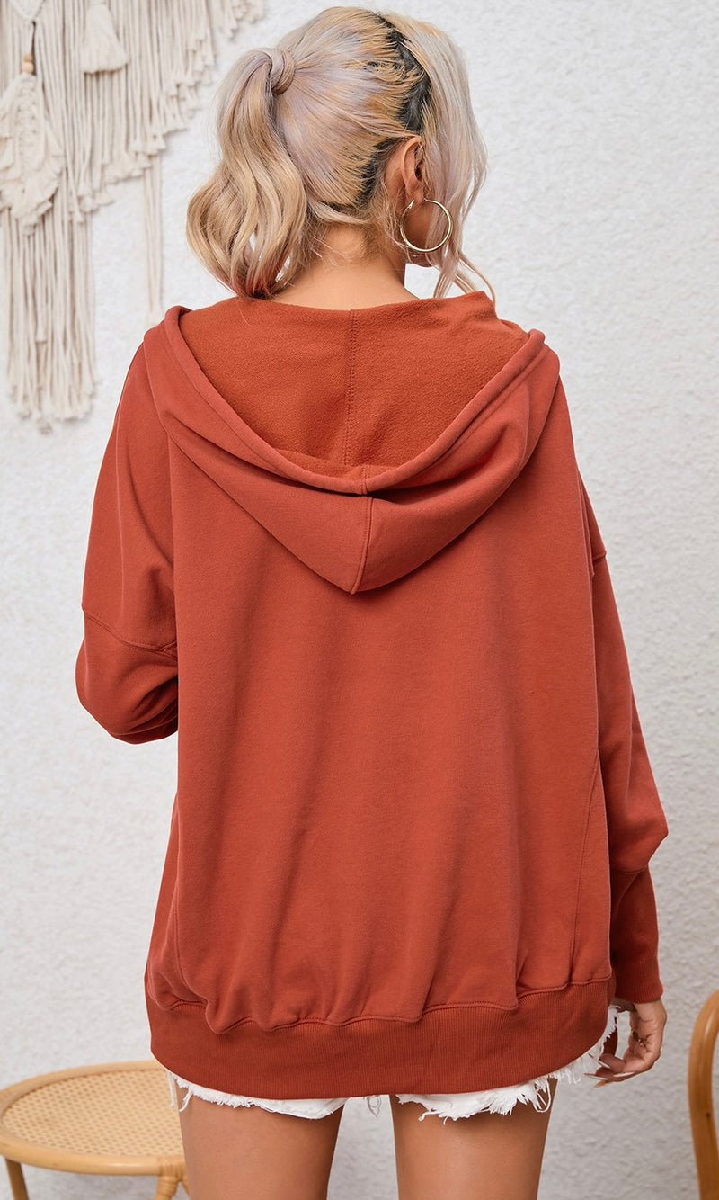 Orange Button Hoodie