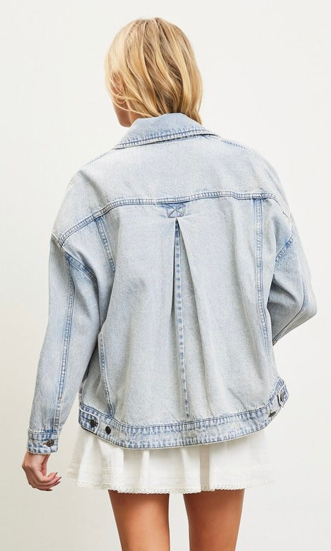 Back Pleated Jean Jacket