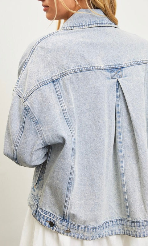 Back Pleated Jean Jacket