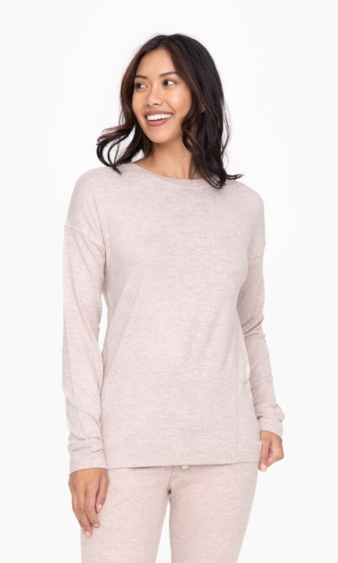 Brushed Hacci Crew Neck Long Sleeve Top