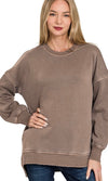 Side slit crewneck multiple colors