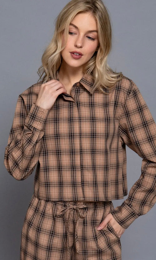 Khaki Plaid Top