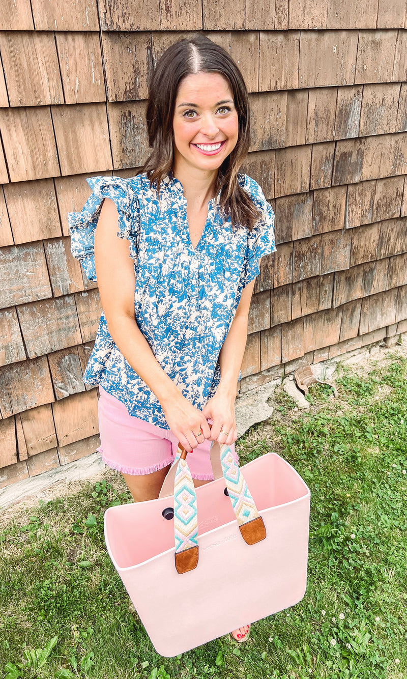 Floral Flutter Sleeve Blouse