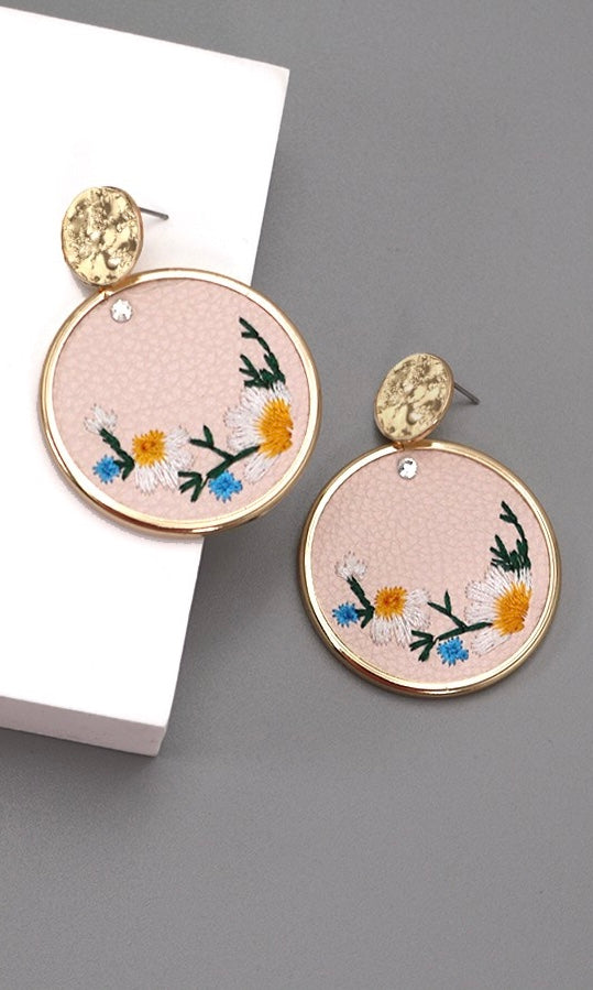 Floral Embroidered Earrings (Multiple Colors)