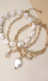 Gold & Pearl Bracelet Set