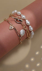 Gold & Pearl Bracelet Set