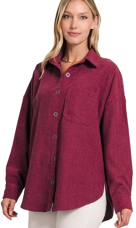 Corduroy Shacket Multiple Colors
