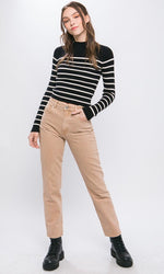 Striped Turtle Neck Top