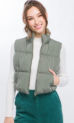 Cropped Puffer Vest Multiple Colors