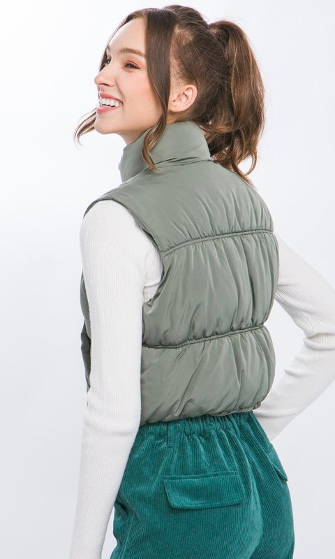Cropped Puffer Vest Multiple Colors