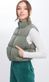 Cropped Puffer Vest Multiple Colors