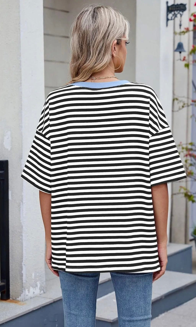Striped Tee Blue Black