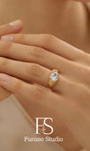 18k Gold Crystal Signet Ring