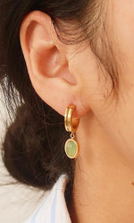 Aventurine 18k Gold Oval Earrings
