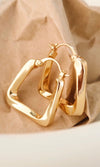 18k Gold Irregular Hoop Earrings