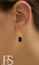 Black Geometric Drop Earrings