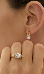 Gold Loop Diamond Stud Earrings